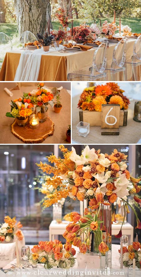 Amazing Fall dusty orange and sunset orange Wedding Table Decor Ideas to Inspire