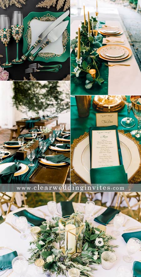 Amazing Emerald Green Fall Wedding Table Decor Ideas to Inspire