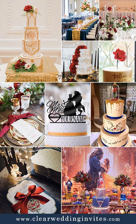 Get inspired by brides choosing the feel and color inspiration from the Disney classic movie. 