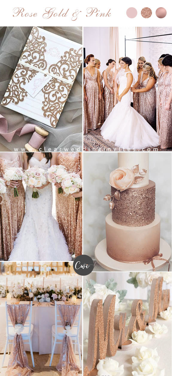 6 Glitter and Metallic Rose Gold Wedding Decoration Ideas