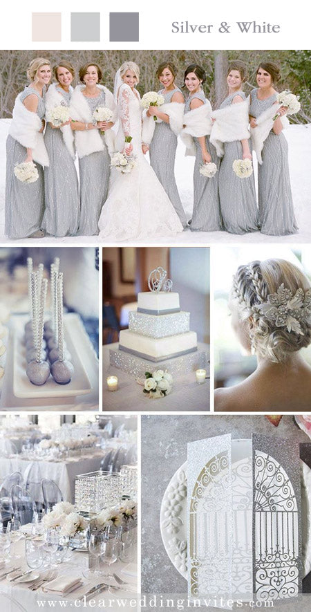 Silver and White Theme and Invites for a Winter Wedding