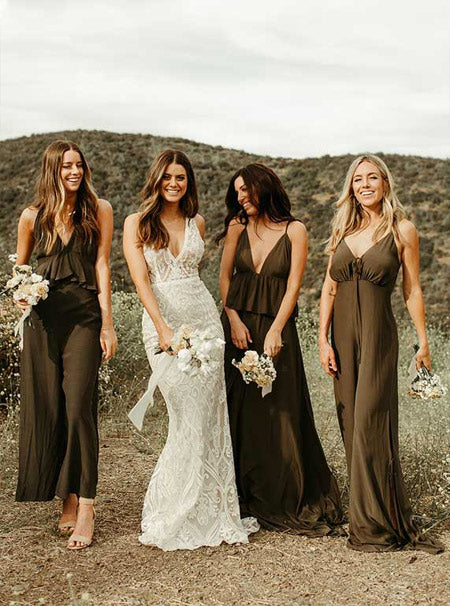 Hunter green Bridesmaid Jumpsuits For A Stylish Wedding