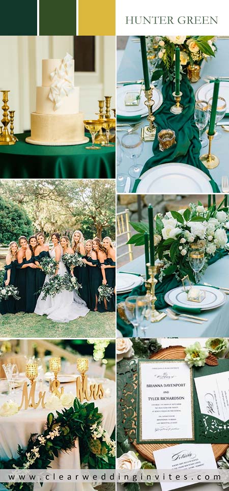 8 Glamorous Hunter Green Wedding Colors Ideas To Steal Clear Wedding Invites 0968