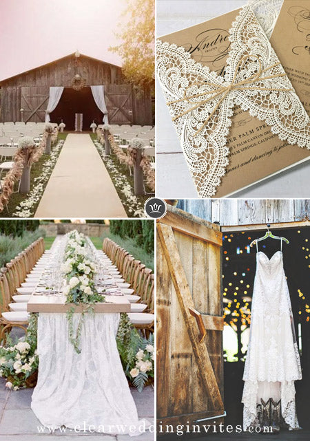 Lace barn wedding Rustic-Meets-Elegant Inspired Wedding Ideas with Matching Invites