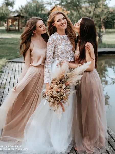 Layered Tulle Taupe Bridesmaid skirt
