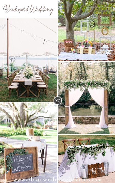 Outdoor Greenery Wedding Décor in the Backyard