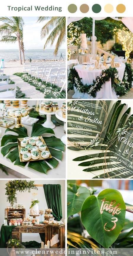 Paradise is calling and tropical destination wedding planning is on the rise with the exotic vision of a secluded oasis like this wedding theme gem.