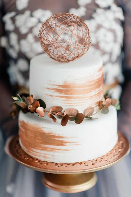 Romantic Metallic Copper, Rose Gold & Blush Wedding Cake Ideas for Modern Bride