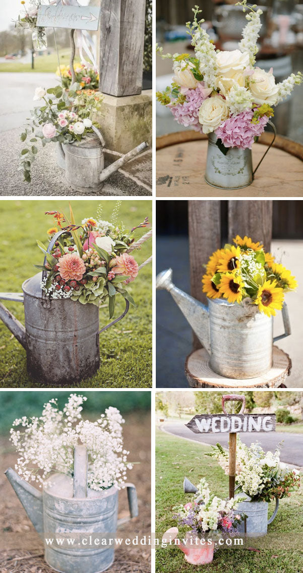 Several AWESOME RUSTIC COUNTRY WEDDING IDEAS TO USE WATERING CANS