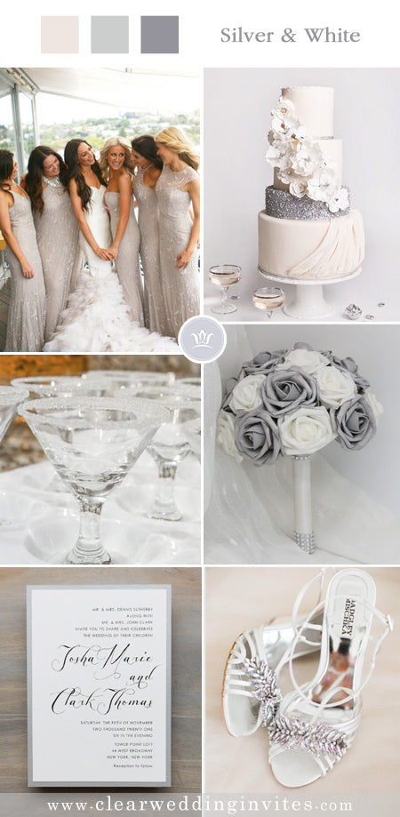 Silver and White Theme and Invites for a Winter Wedding
