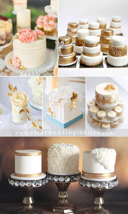 Customized Mini Wedding Cake Ideas with A Little Glittery Gold