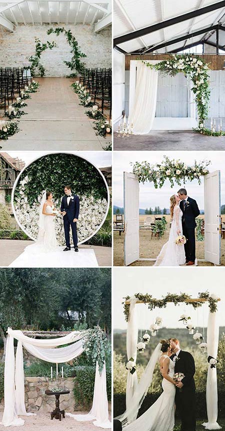 Simple White and Greenery Wedding Arch Backdrop