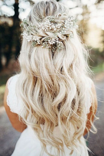 Wonderful Baby’s Breath Wedding Bridal Hairstyle