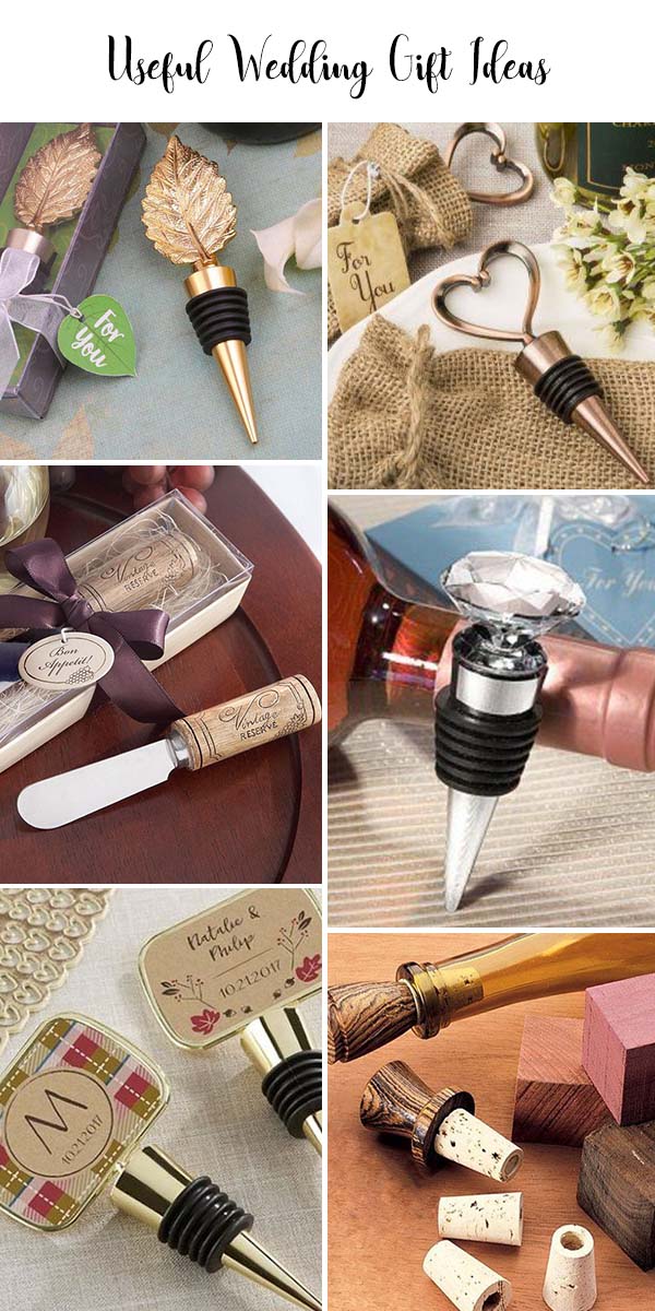 wine stopper as a wedding gift to bride and groom