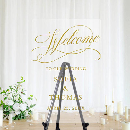Custom Wedding Signs Acrylic Welcome Sign Clear And Chic Gold Calligraphy