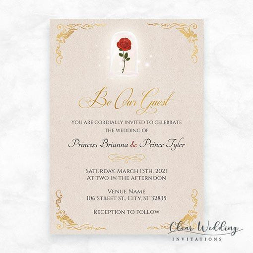 Be our guest fairy tale Beauty and the Beast wedding invitations CWIF39