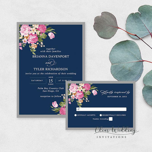 Jewel Tone wedding invitations With Fuchsia Hues