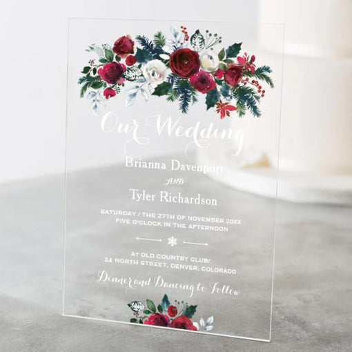 Festive Green tone Eye-catching Wedding Invitation Ideas for Winter Wedding