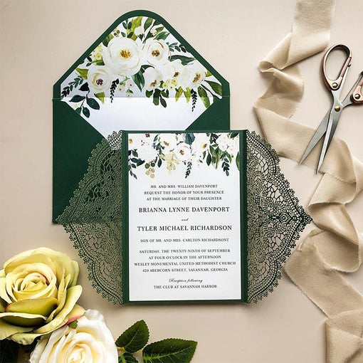 Green, Yellow and White Intimate Garden Wedding Invitations