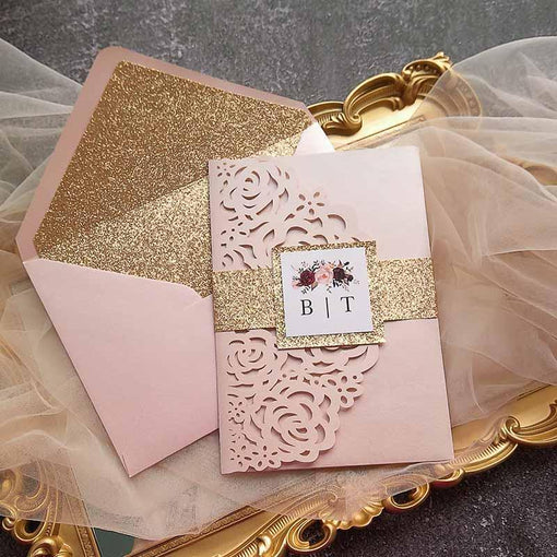 beautiful rose gold wedding invitations
