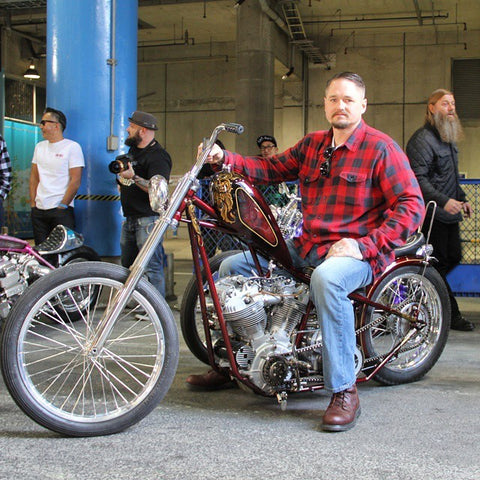 Owner Paul Wideman on his custom 'Jane Doe' Knucklehead Chopper