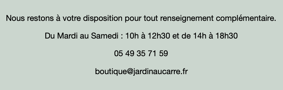 Horaire contact Jardin au Carre Niort La Rochelle