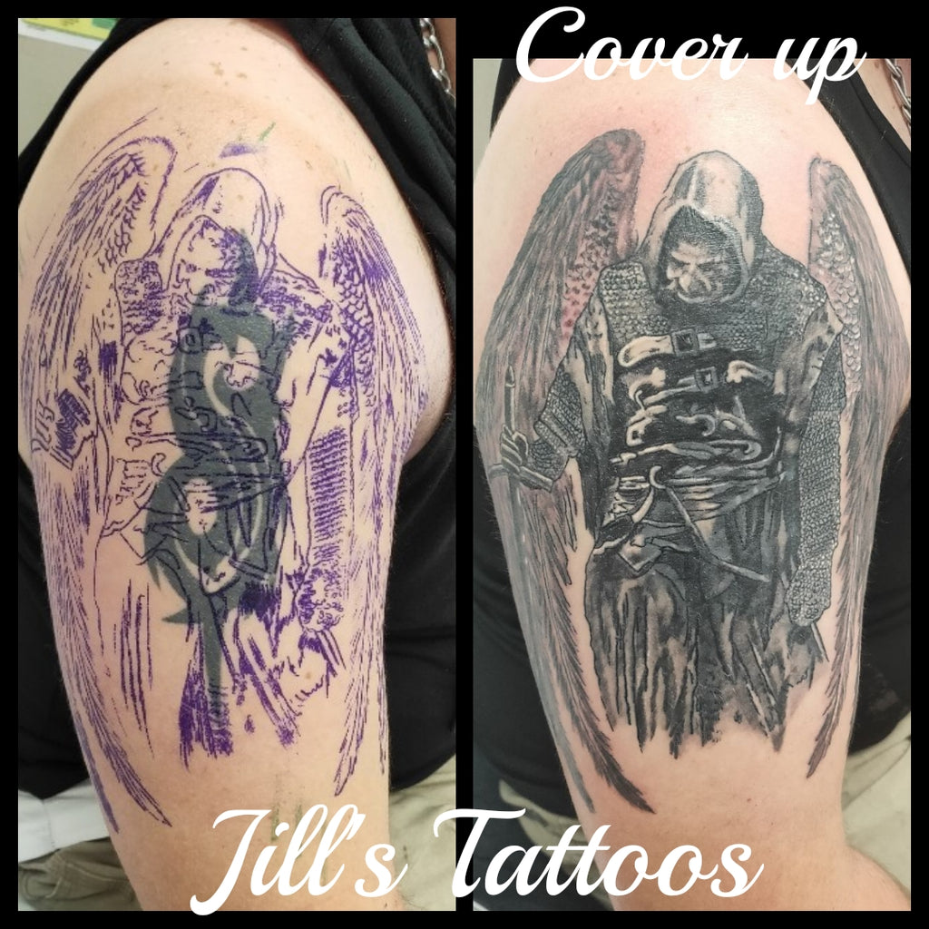 Angel black and grey tattoo by Jason Michalak TattooNOW