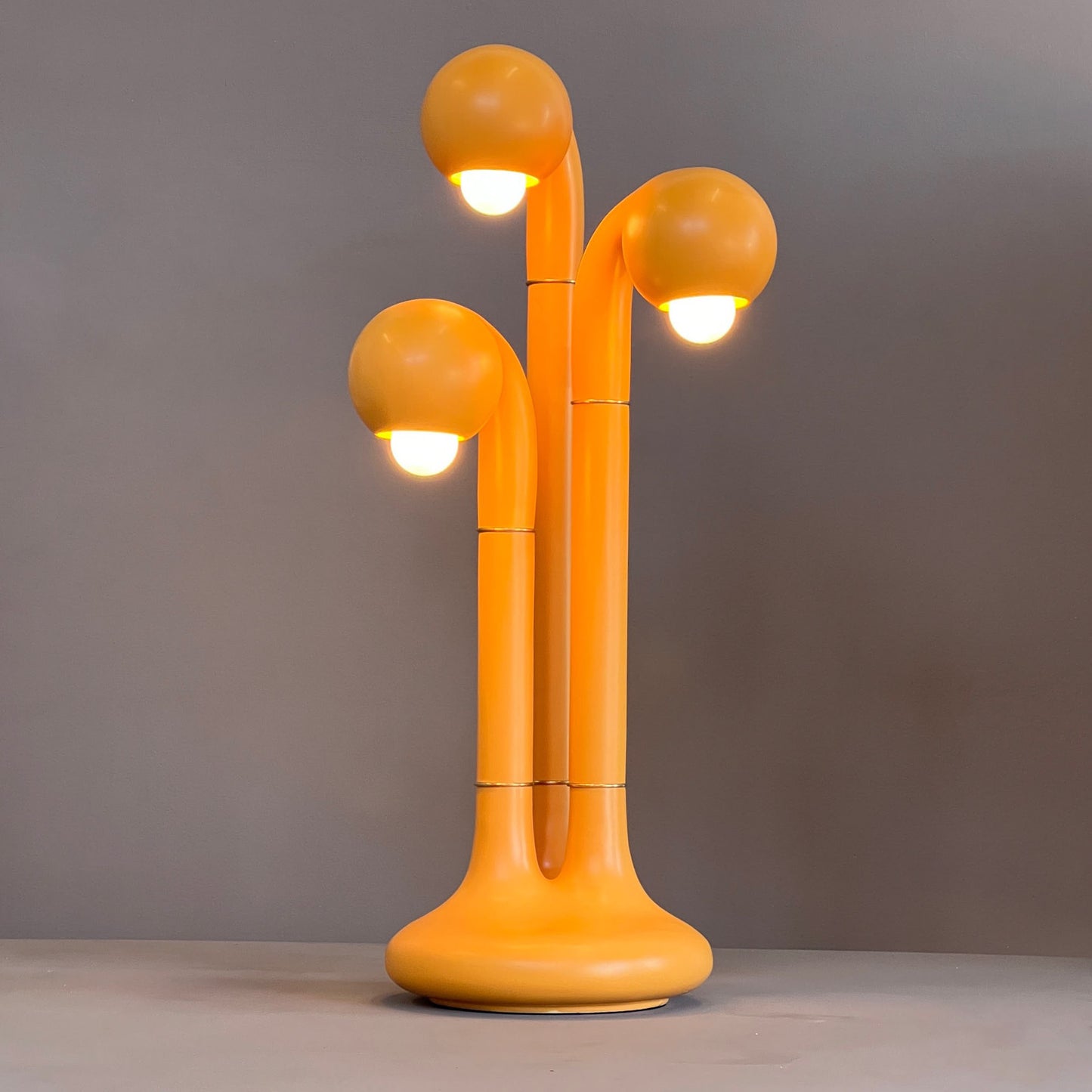 9179 Matte Yellow Orche 28” 3-GLOBE TABLE LAMP