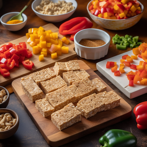 "Preparing Sweet and Sour Tempeh - Stir-frying Ingredients"