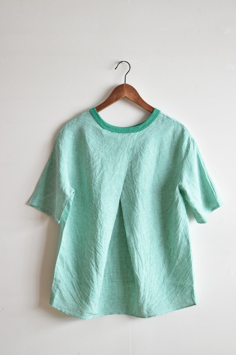 maillot」linen back tuck h/s shirt -green- (women) – 【セレクト