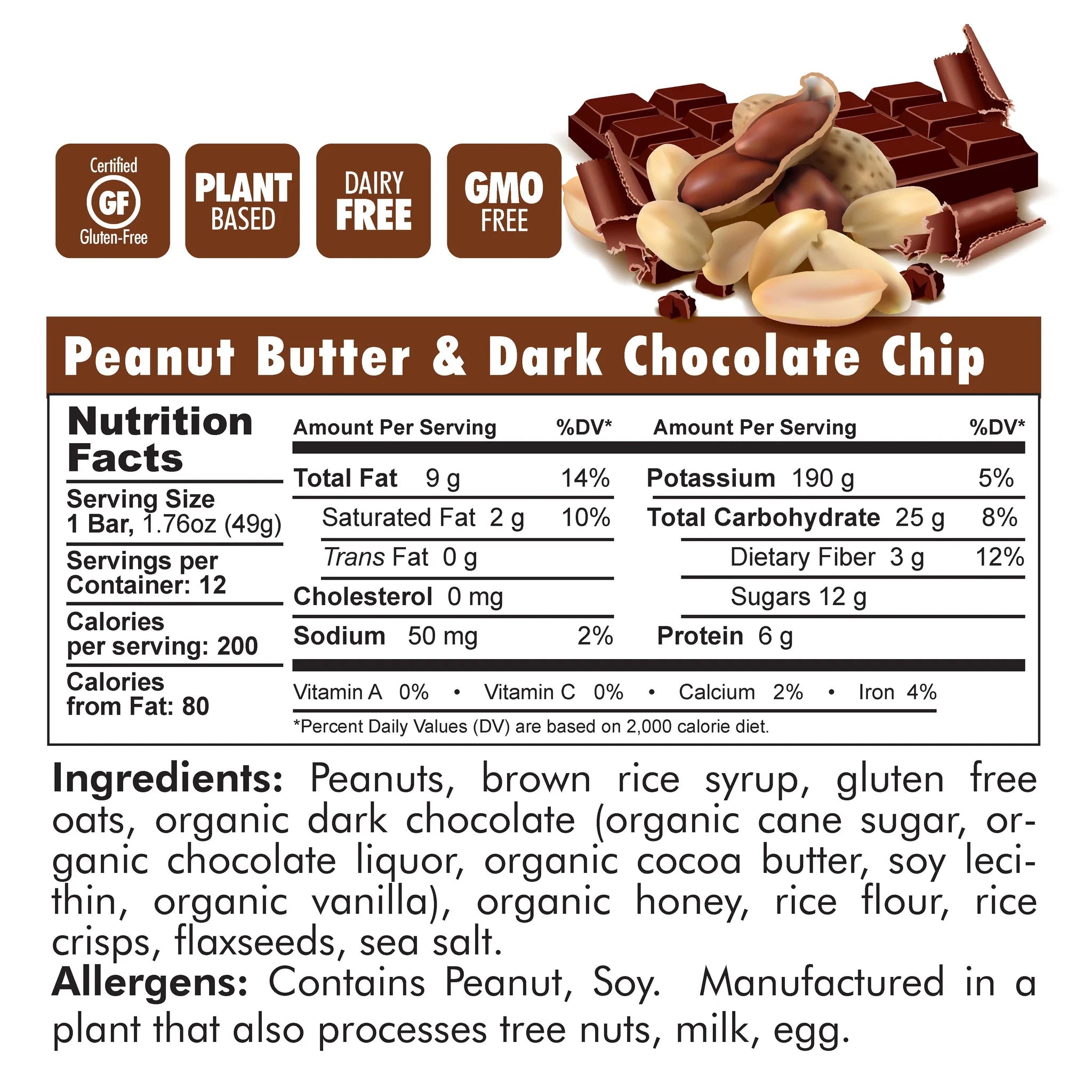 Bonk Breaker - Energy Bars - Chocolate & Peanut Butter - Nutritional Chart