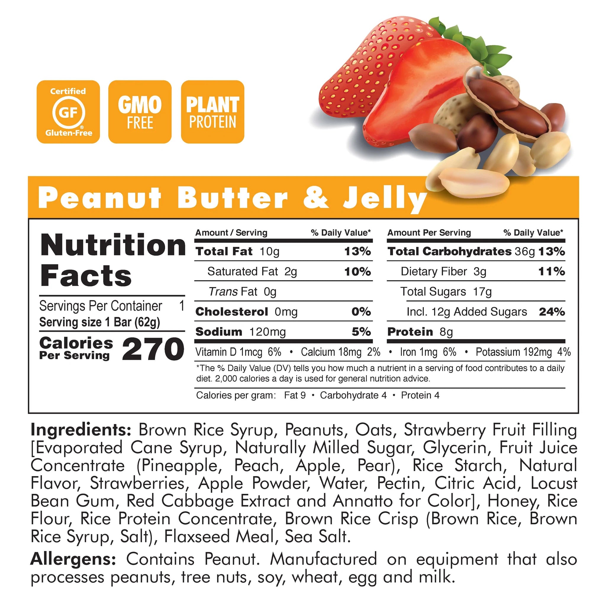 Bonk Breaker - Energy Chews - Peanut Butter & Jelly - Nutritional Chart