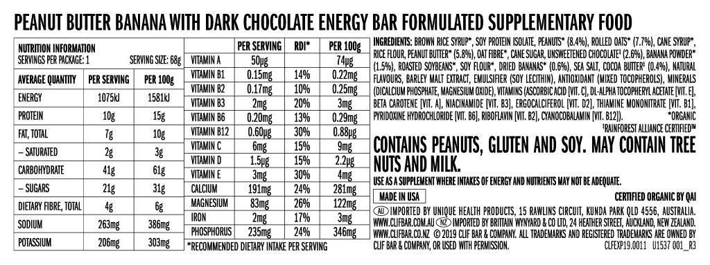 Clif Bar - Peanut Butter Banana