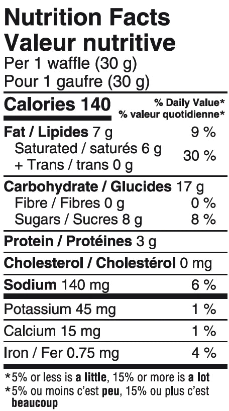 Naak - Ultra Energy Waffle - Maple Syrup - Nutritional Chart