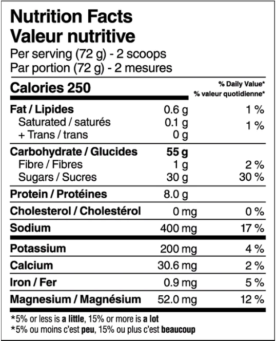 Naak - Ultra Energy Drink Mix - Lime - Nutritional Chart