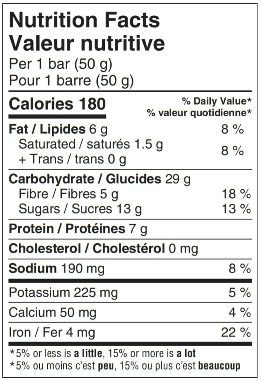 Naak - Ultra Energy Bar - Caramel Macchiato (with caffeine) - Nutritional Chart