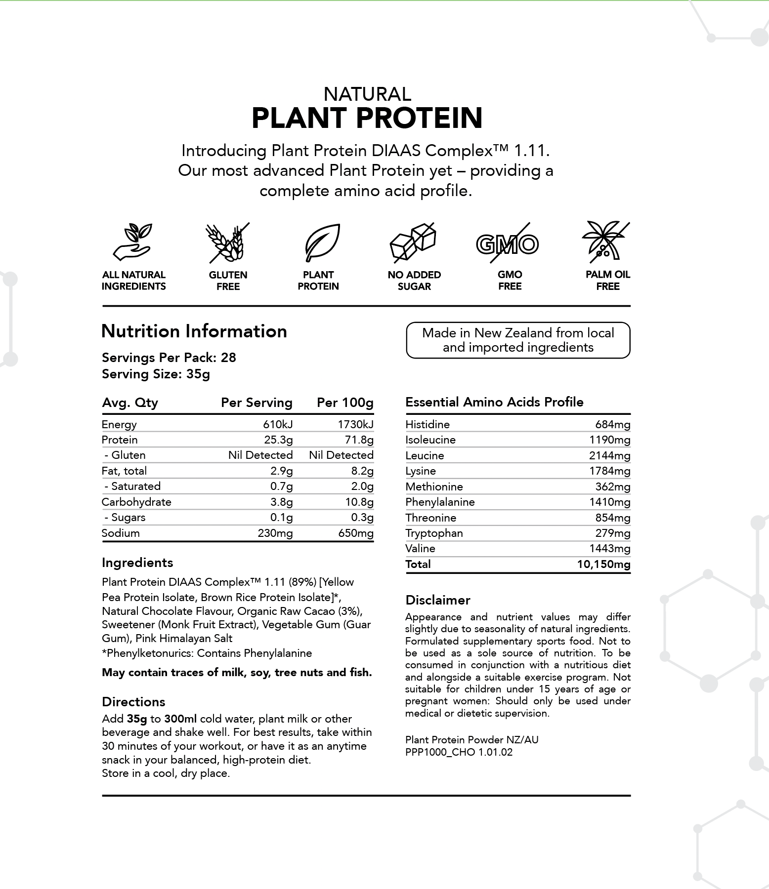 Radix Nutrition - Plant Protein DIAAS Complex™ 1.30 in chocolate flavour 