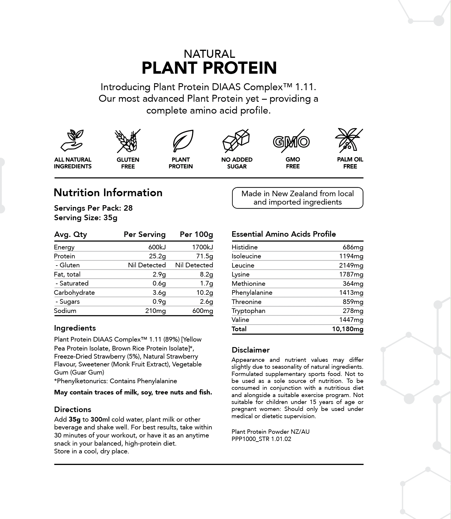 Radix Nutrition - Plant Protein DIAAS Complex™ 1.30 in strawberry flavour 