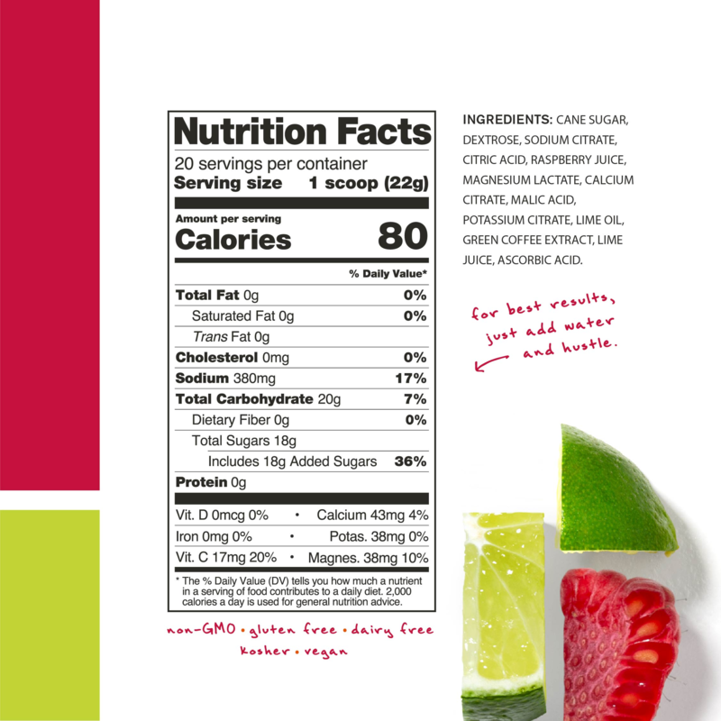 Skratch Labs - Sport Hydration Drink Mix - Raspberry Limeade - Nutrition Chart
