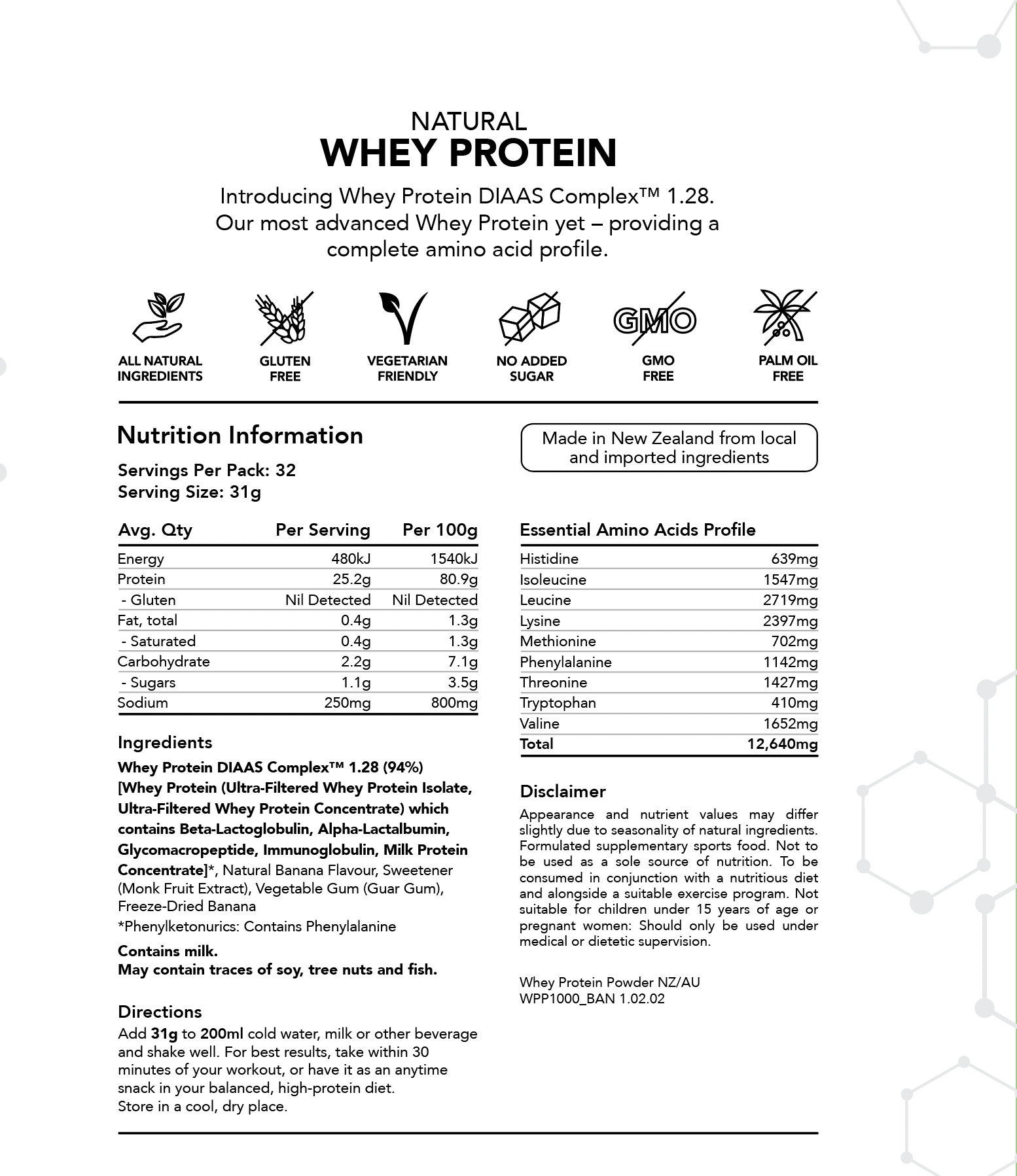 Radix Nutrition - Whey Protein DIAAS Complex™ 1.61 in banana flavour