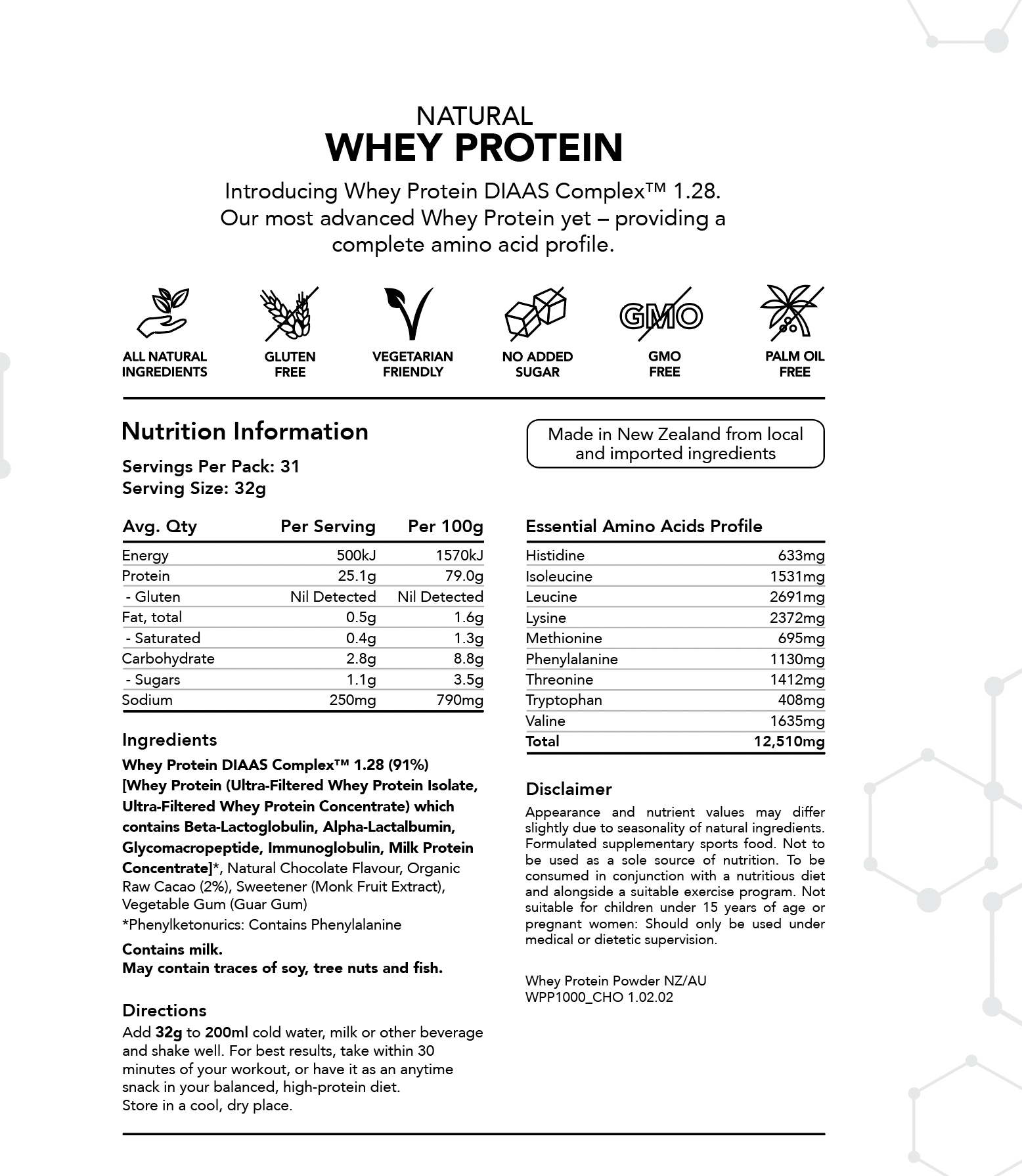 Radix Nutrition - Whey Protein DIAAS Complex™ 1.61 in chocolate flavour