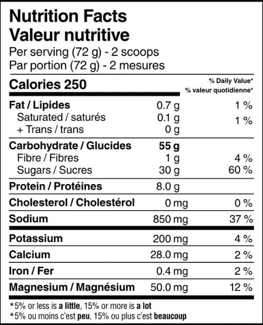 Naak - Ultra Energy Drink Mix - Salted Soup - Nutritional Chart
