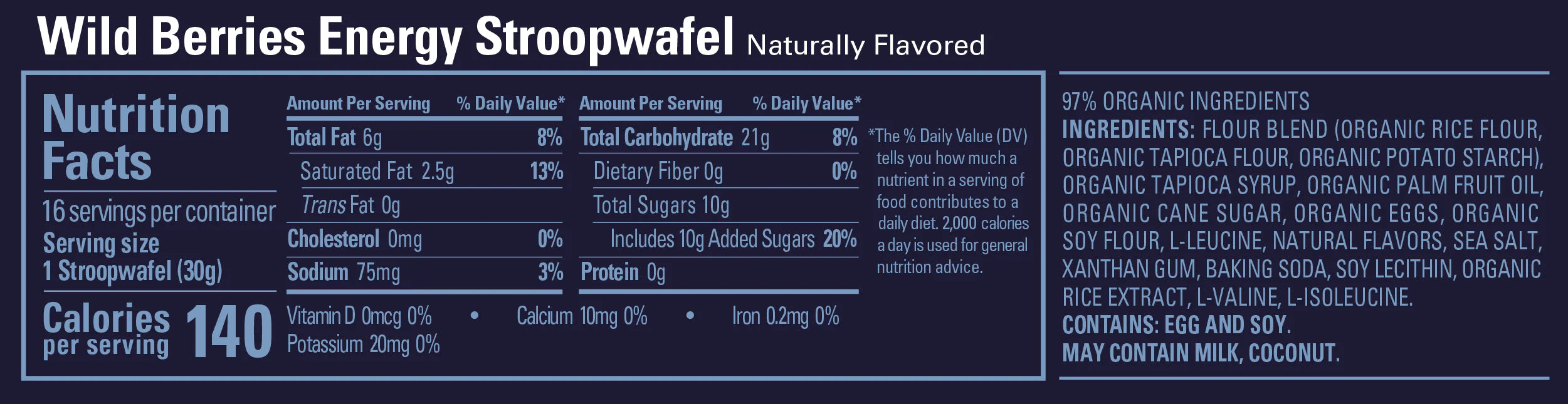 GU Energy - Stroopwafel - Wild Berries (Gluten Free) Nutritional Chart