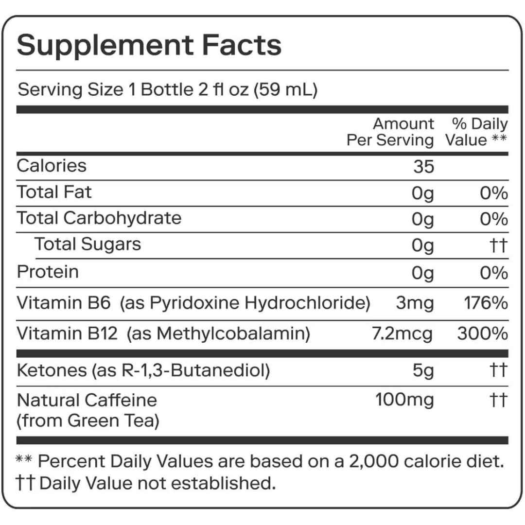 Ketone-IQ - Caffeine Shot - Nutrition Facts