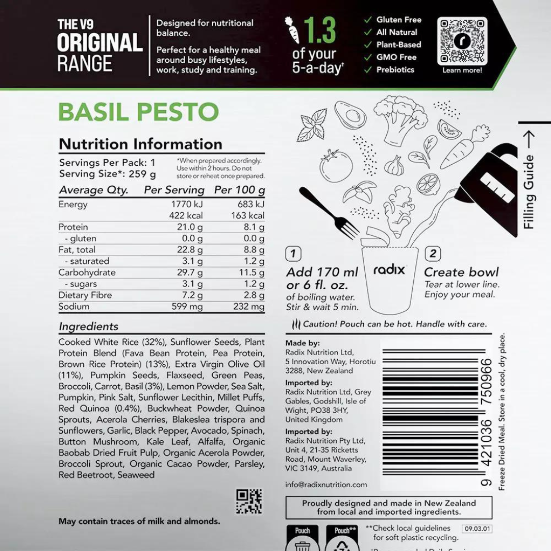 Radix Nutrition - Original Meal - Basil Pesto - Nutrition