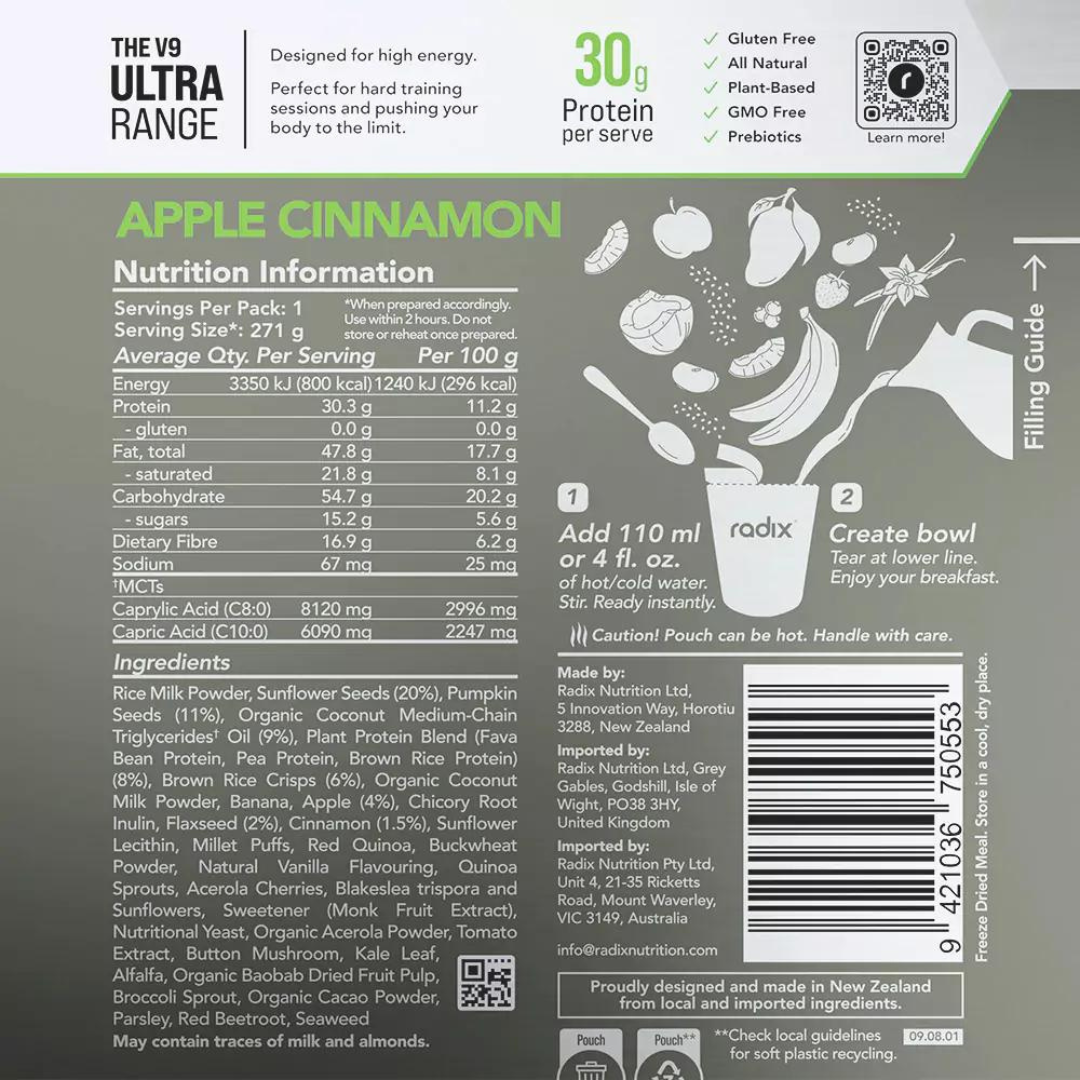 Radix Nutrition - Ultra Breakfast - Apple Cinnamon - Nutrition