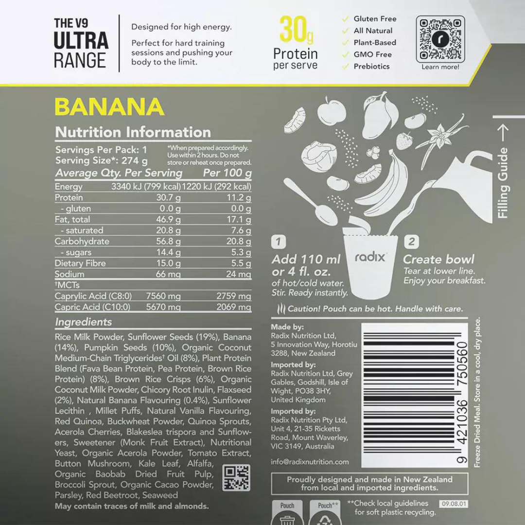 Radix Nutrition - Ultra Breakfast - Banana - Nutrition