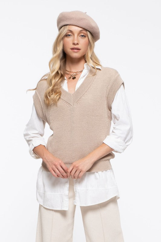 Over Everything Sweater Vest Taupe