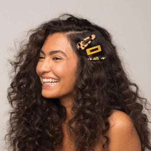
            
                Load image into Gallery viewer, Citrine Stackable 3pc Hair Clip Set
            
        