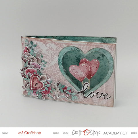 Academy Craft O'Clock, valentine's cards tutorial designed by MS Craftshop using Charming Extras 'In Love' from Craft O'Clock, cardmaking, papercraft, diy,